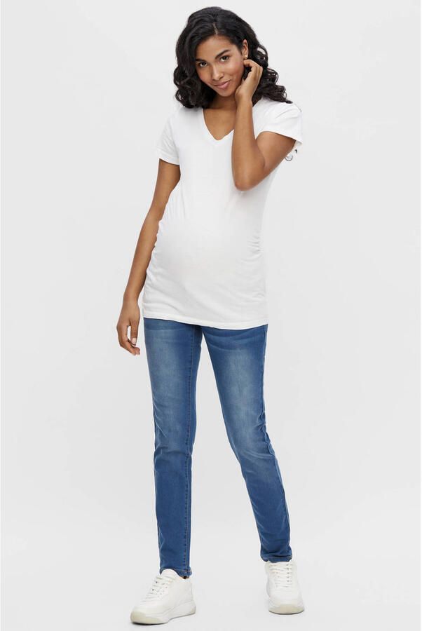 Mamalicious slim fit zwangerschapsjeans MLFIFTY blauw Dames Stretchdenim 26-34 - Foto 3
