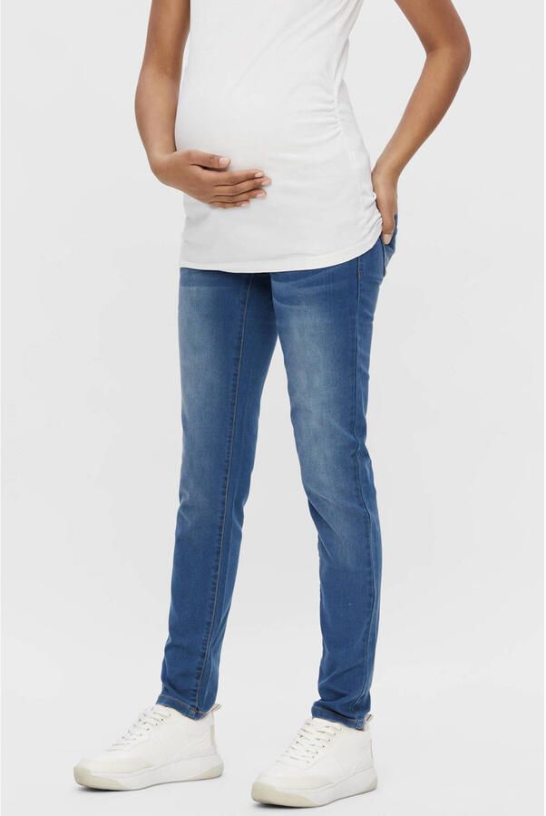 Mamalicious slim fit zwangerschapsjeans MLFIFTY blauw Dames Stretchdenim 26-34 - Foto 4