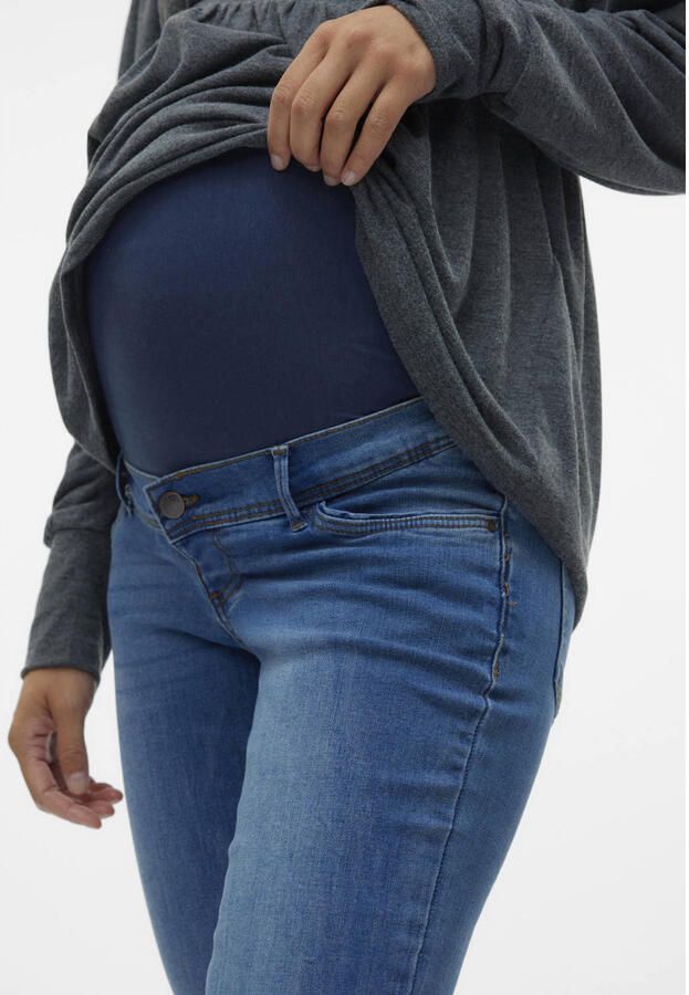 Mamalicious slim fit zwangerschapsjeans MLMILA medium blue denim Blauw Dames Stretchdenim XL - Foto 2