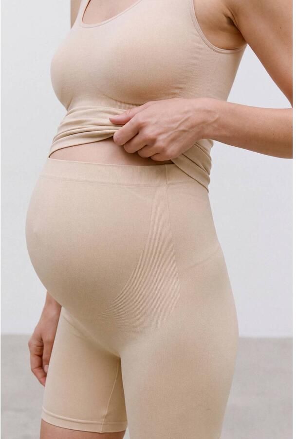 MAMALICIOUS slim high waist zwangerschaps biker short ecru Korte broek Beige Dames Nylon maat L XL - Foto 2