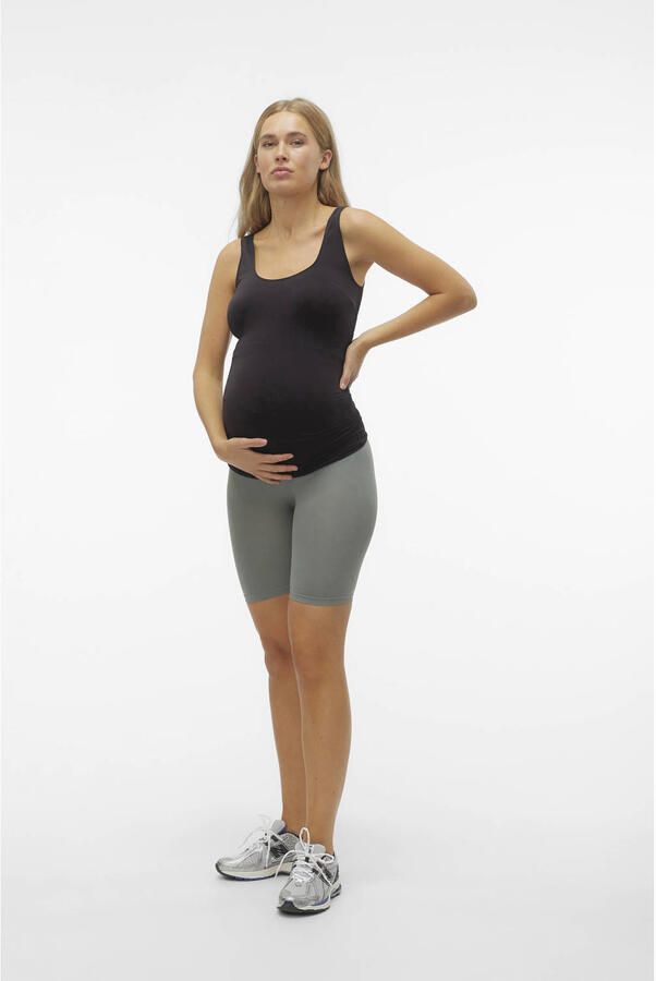 MAMALICIOUS slim high waist zwangerschaps biker short groen - Foto 3