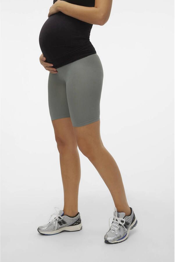 MAMALICIOUS slim high waist zwangerschaps biker short groen - Foto 4