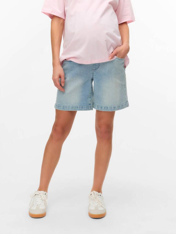 MAMALICIOUS slim regular waist zwangerschaps denim short light blue denim