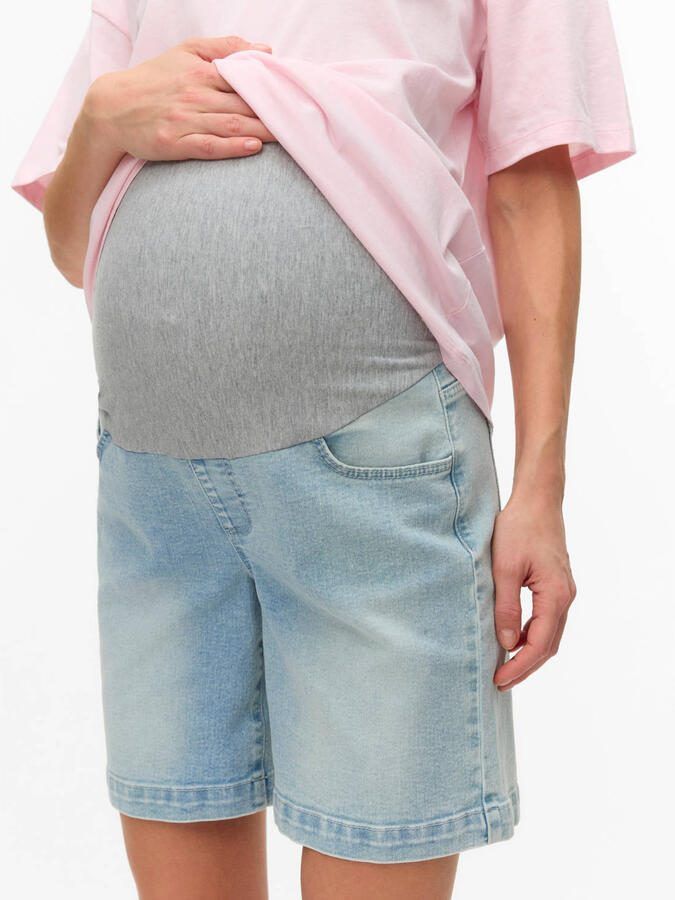 MAMALICIOUS slim regular waist zwangerschaps denim short light blue denim - Foto 2