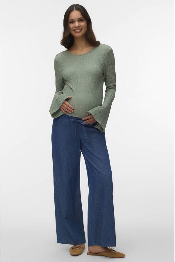 MAMALICIOUS straight regular waist zwangerschaps casual broek medium blue denim