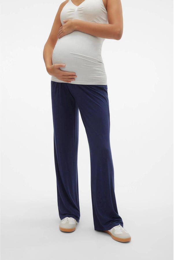 Mamalicious wide leg broek MLALISON kobaltblauw Dames Viscose Effen XL