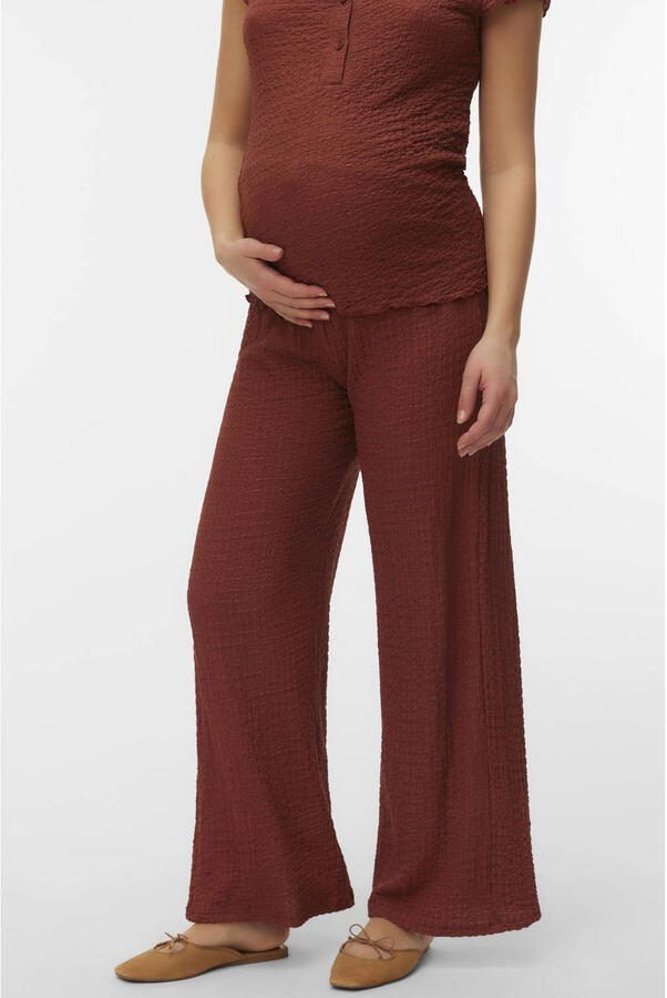 MAMALICIOUS wide leg high waist zwangerschaps casual broek bruin