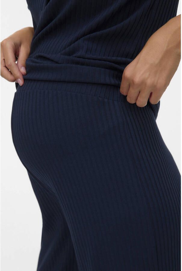 MAMALICIOUS wide leg high waist zwangerschaps casual broek donkerblauw - Foto 2