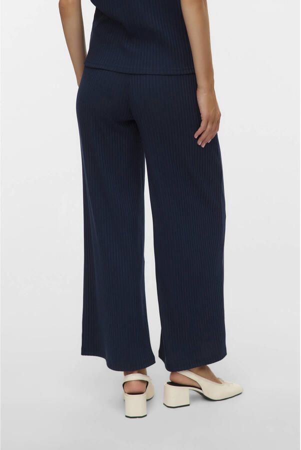 MAMALICIOUS wide leg high waist zwangerschaps casual broek donkerblauw - Foto 3