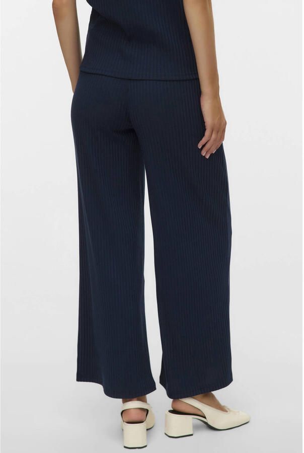 MAMALICIOUS wide leg high waist zwangerschaps casual broek donkerblauw - Foto 3