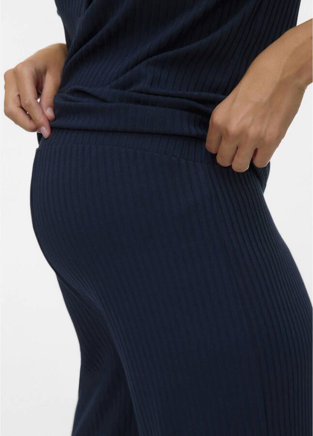 MAMALICIOUS wide leg high waist zwangerschaps casual broek donkerblauw - Foto 2