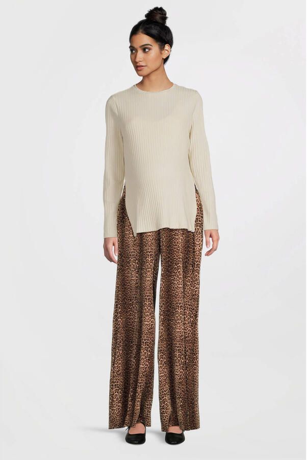 MAMALICIOUS wide leg regular waist zwangerschaps casual broek bruin - Foto 2