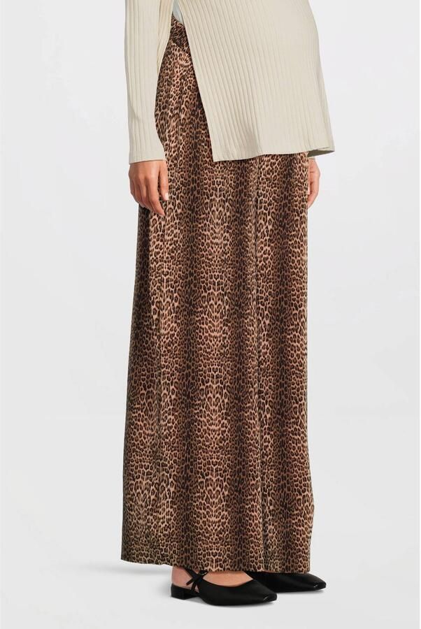 MAMALICIOUS wide leg regular waist zwangerschaps casual broek bruin - Foto 3