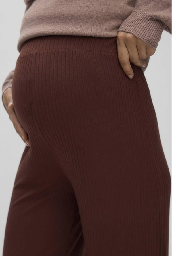 MAMALICIOUS wide leg zwangerschapsbroek bruin Dames Viscose Effen maat XL - Foto 2