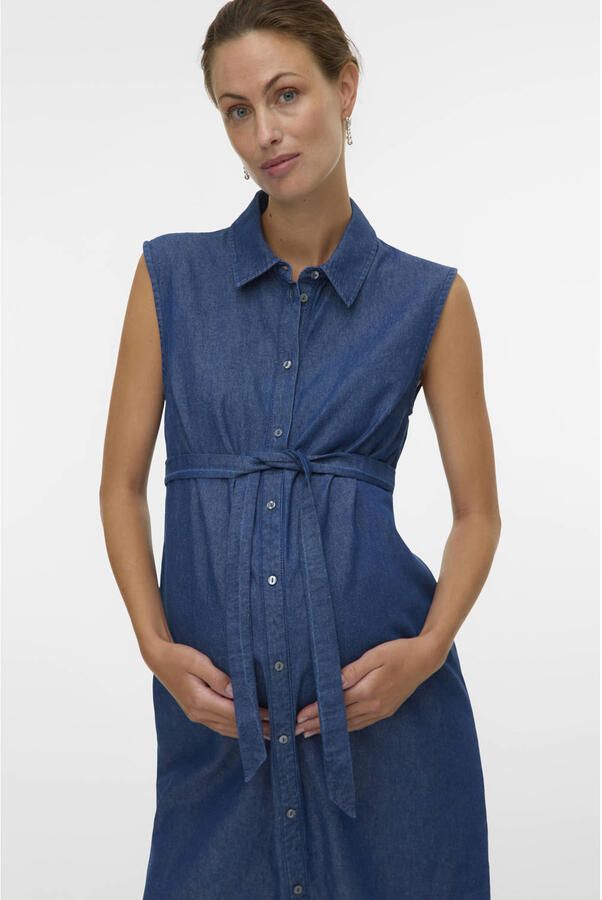MAMALICIOUS zwangerschaps blousejurk medium blue denim
