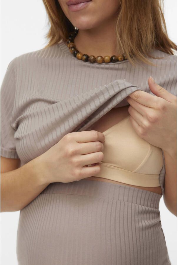 MAMALICIOUS zwangerschaps cropped top beige - Foto 2