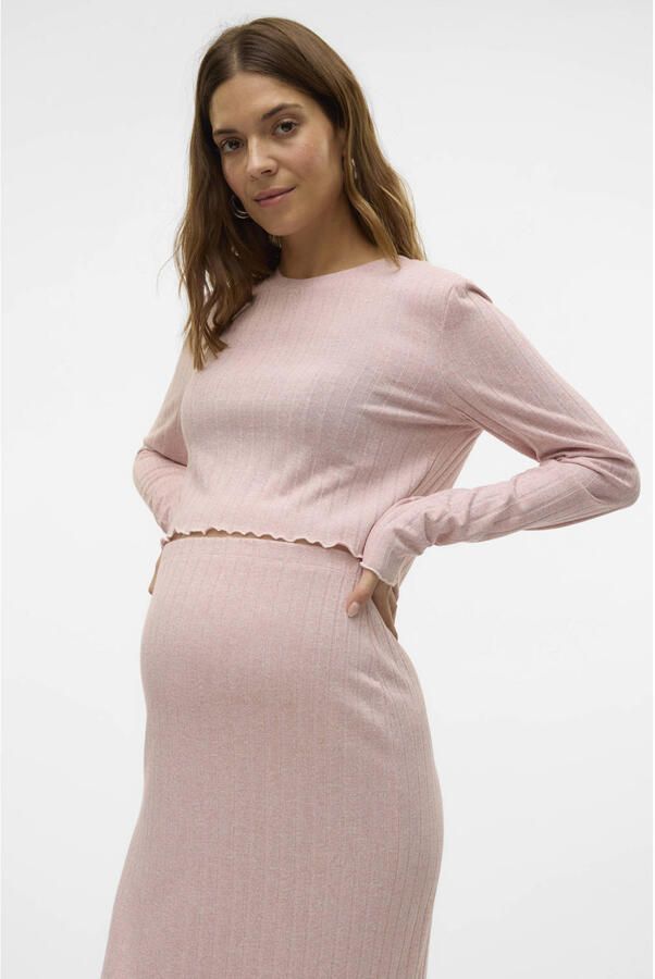 MAMALICIOUS zwangerschaps cropped top lichtroze - Foto 2