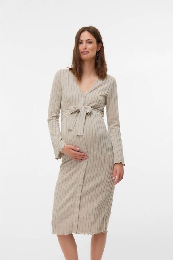 MAMALICIOUS zwangerschaps- en voedings blousejurk beige - Foto 2