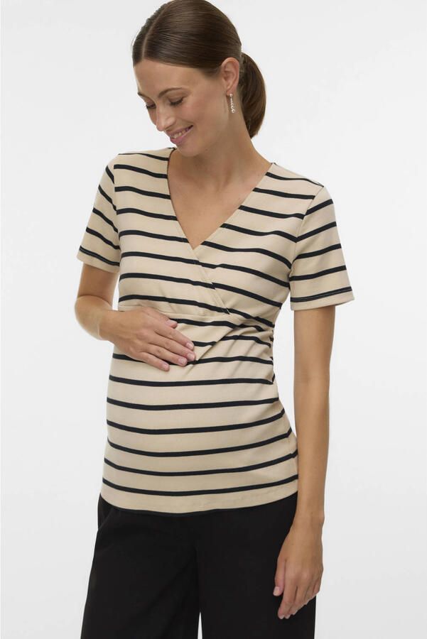 MAMALICIOUS zwangerschaps- en voedings gestreepte T-shirt ecru
