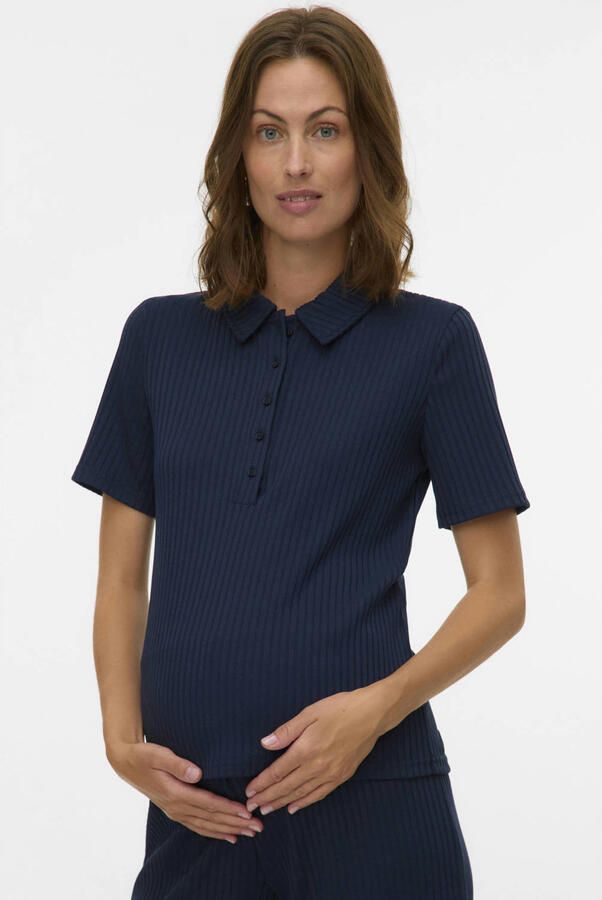 MAMALICIOUS zwangerschaps- en voedings T-shirt donkerblauw - Foto 2