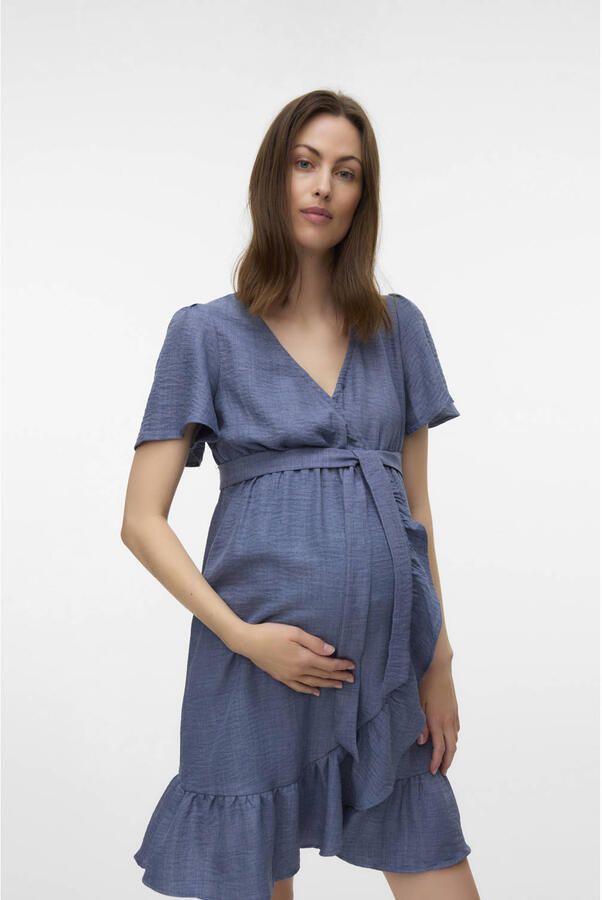 MAMALICIOUS zwangerschaps- en voedings wikkel- overslagjurk blauw
