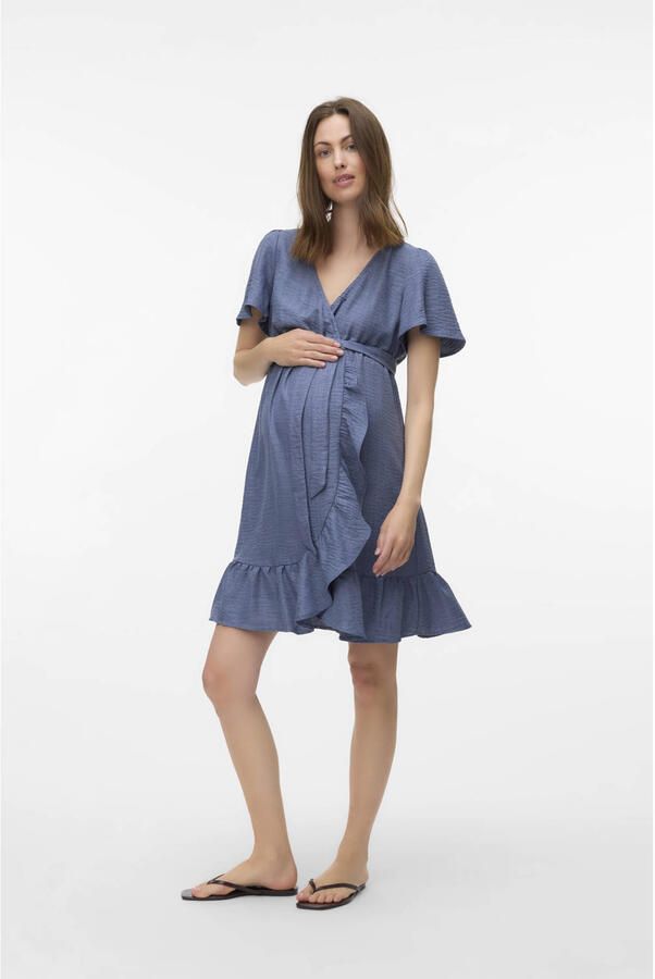 MAMALICIOUS zwangerschaps- en voedings wikkel- overslagjurk blauw - Foto 3