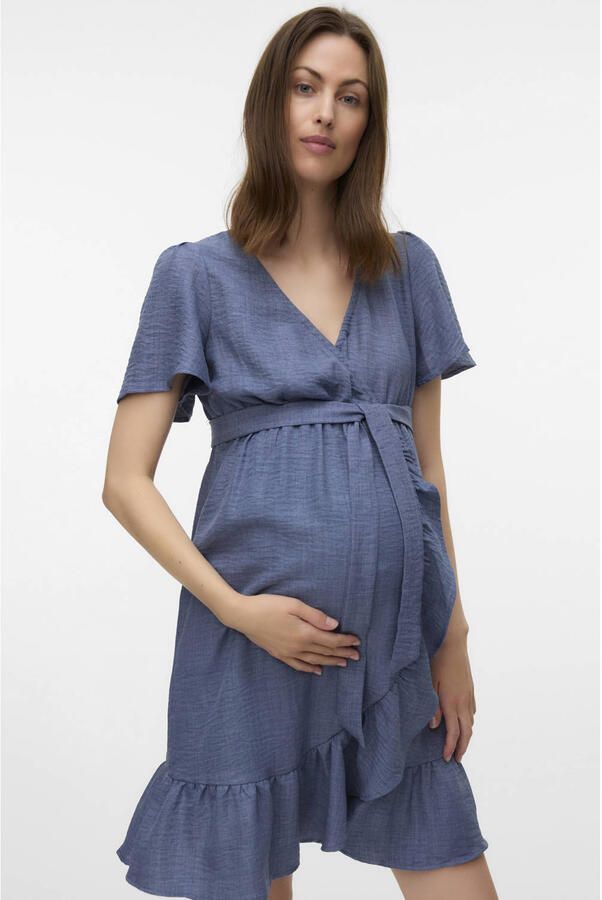 MAMALICIOUS zwangerschaps- en voedings wikkel- overslagjurk blauw