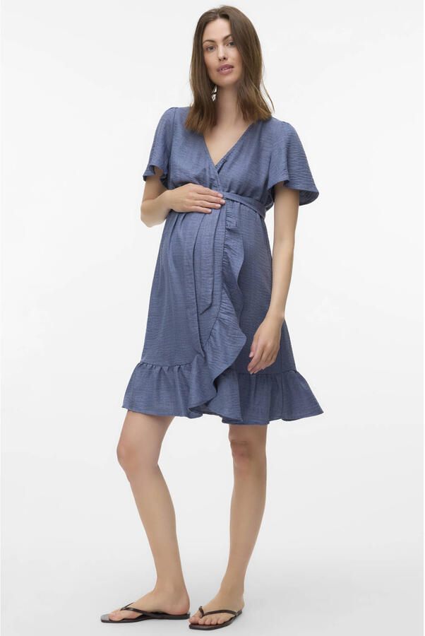 MAMALICIOUS zwangerschaps- en voedings wikkel- overslagjurk blauw - Foto 3