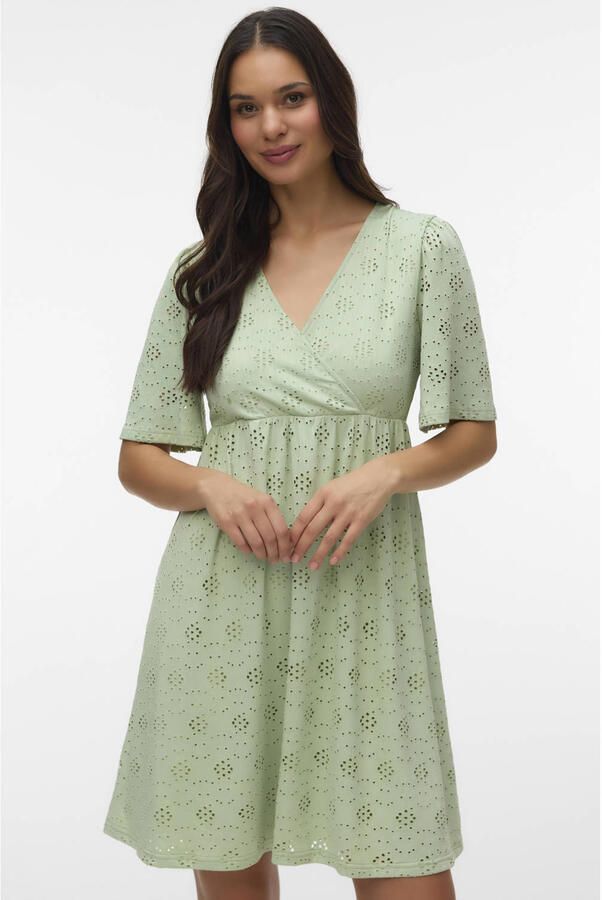 MAMALICIOUS zwangerschaps- en voedings wikkel- overslagjurk broderie groen - Foto 3