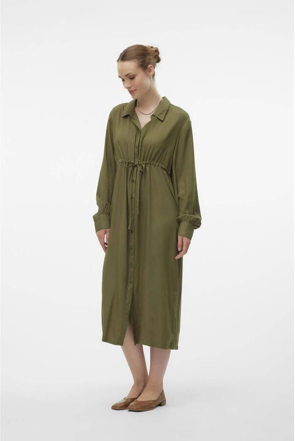 Mamalicious zwangerschaps- en voedingsjurk MLIMAN groen Dames Viscose Klassieke kraag XXL