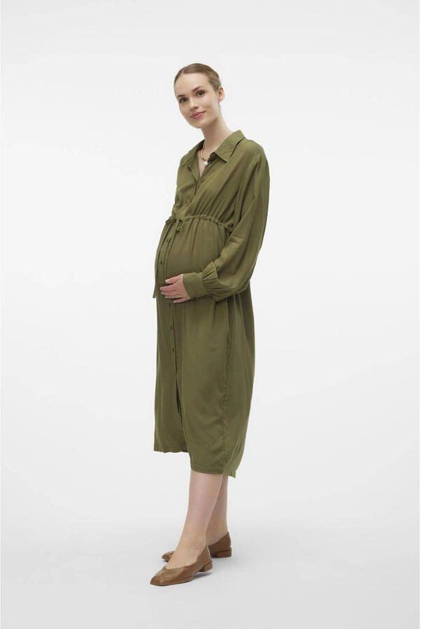 Mamalicious zwangerschaps- en voedingsjurk MLIMAN groen Dames Viscose Klassieke kraag XXL - Foto 3