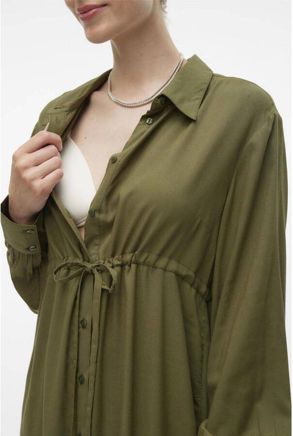 Mamalicious zwangerschaps- en voedingsjurk MLIMAN groen Dames Viscose Klassieke kraag XXL - Foto 2