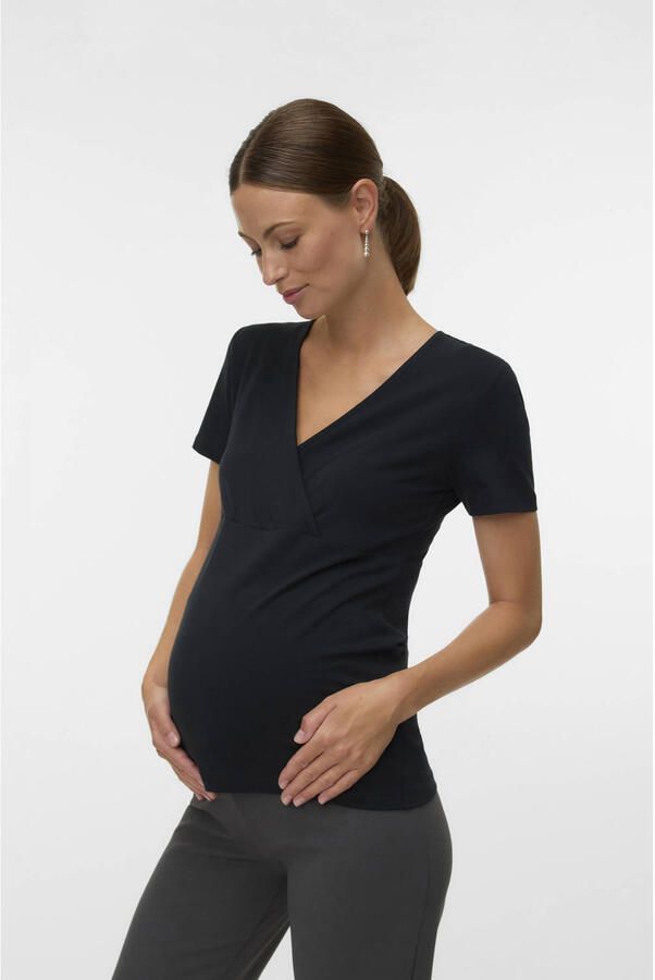 MAMALICIOUS zwangerschaps- en voedingsshirt zwart wit (set van 2)