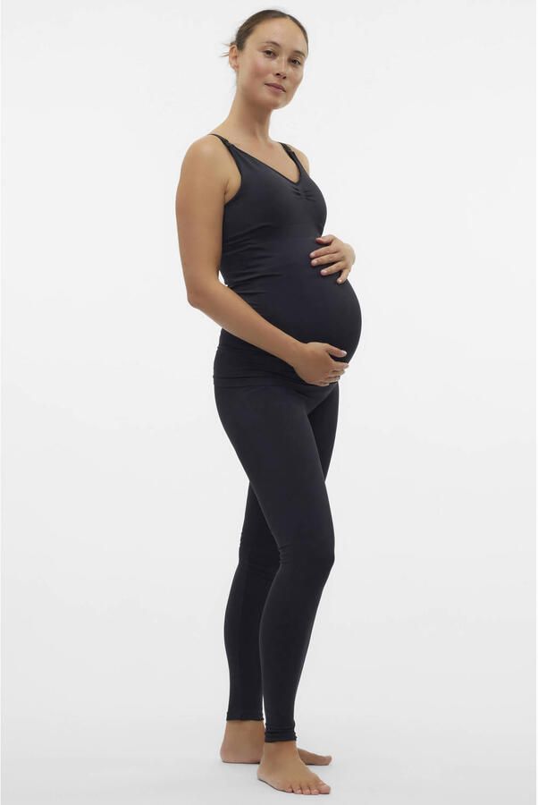 Mamalicious zwangerschaps- en voedingssinglet MLILJA zwart Dames Nylon V-hals L XL - Foto 3