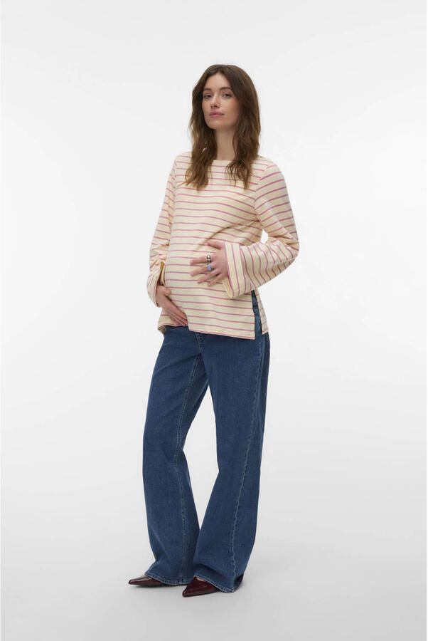 MAMALICIOUS zwangerschaps gestreepte longsleeve roze - Foto 3