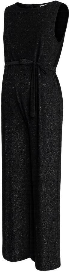 MAMALICIOUS zwangerschaps jumpsuit met ceintuur en glitters zwart Dames Polyester Ronde hals maat XL