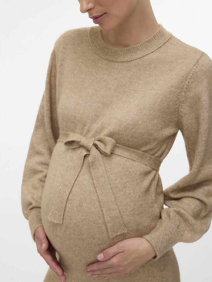 MAMALICIOUS zwangerschaps jurk gebreid beige