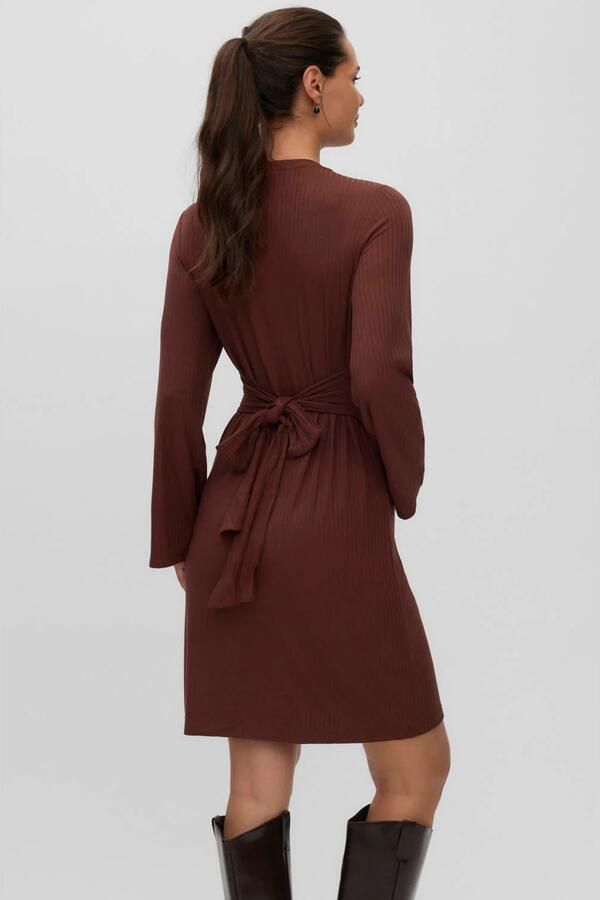 MAMALICIOUS zwangerschaps maxi jurk bruin Dames Viscose Ronde hals Effen maat XL - Foto 2