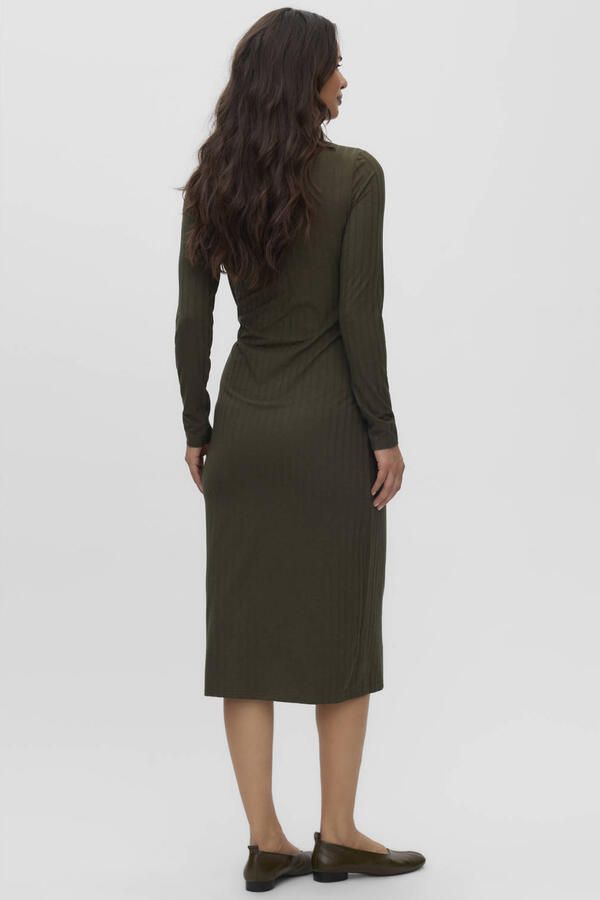 MAMALICIOUS zwangerschaps maxi jurk donkergroen Dames Polyester Ronde hals maat XL - Foto 3