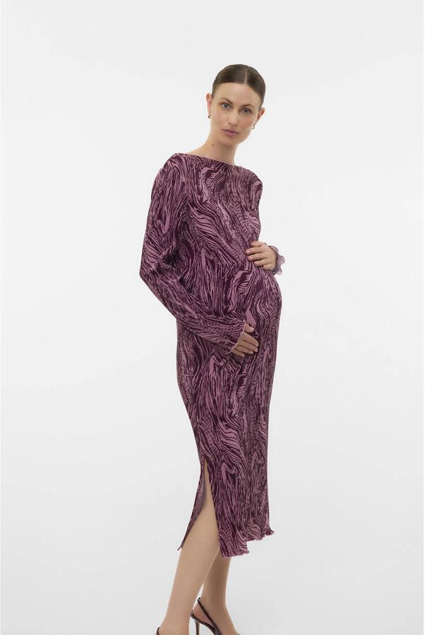 MAMALICIOUS zwangerschaps midi jurk donkerrood roze
