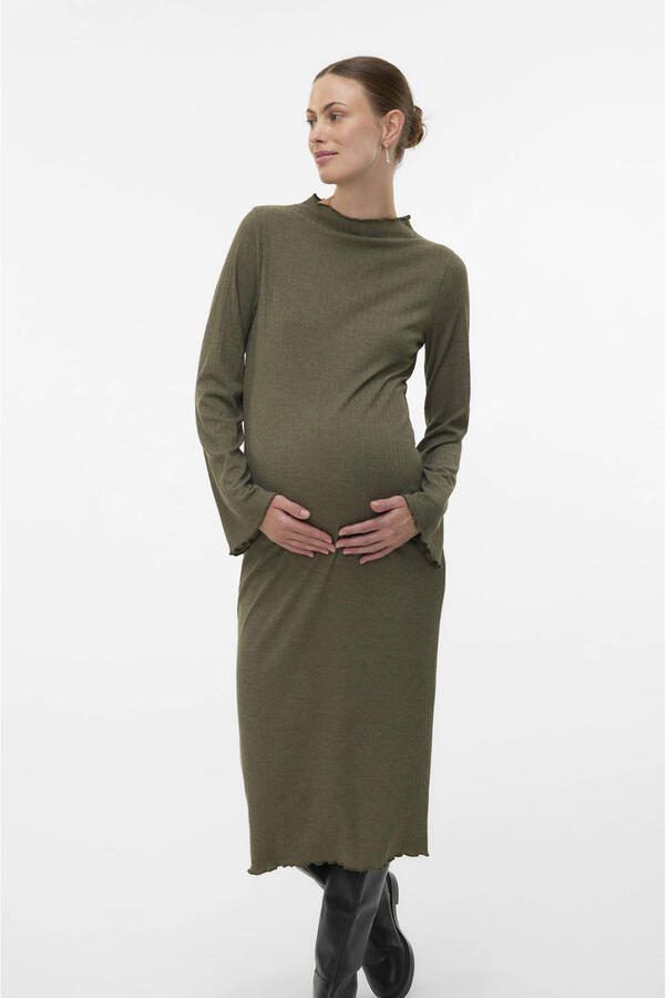 MAMALICIOUS zwangerschaps midi jurk groen - Foto 3