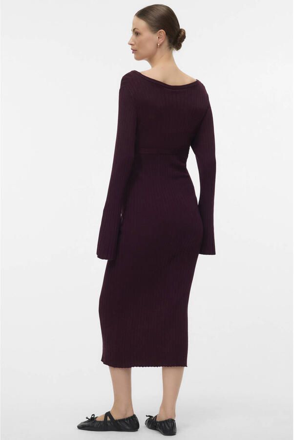 MAMALICIOUS zwangerschaps midi jurk rib gebreid burgundy - Foto 2