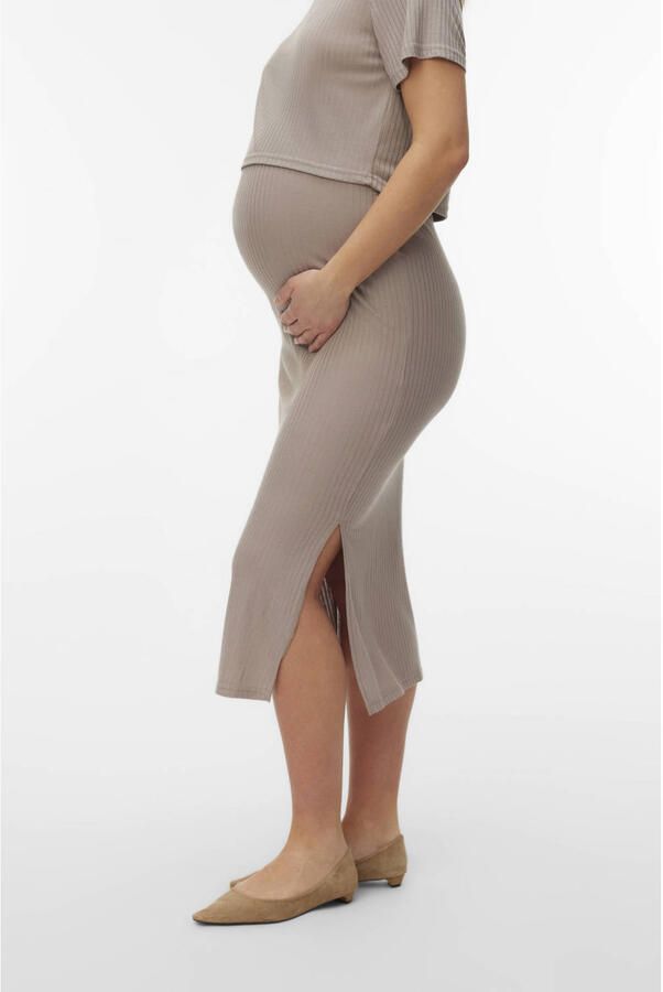 MAMALICIOUS zwangerschaps midi rok beige - Foto 2