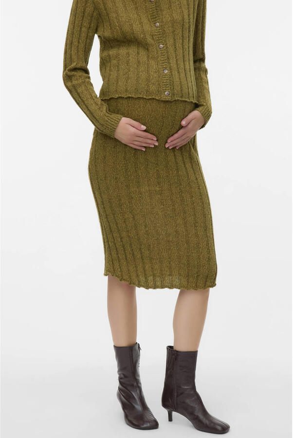 MAMALICIOUS zwangerschaps midi rok gebreid groen