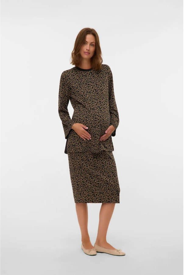 MAMALICIOUS zwangerschaps midi rok met panterprint bruin - Foto 2