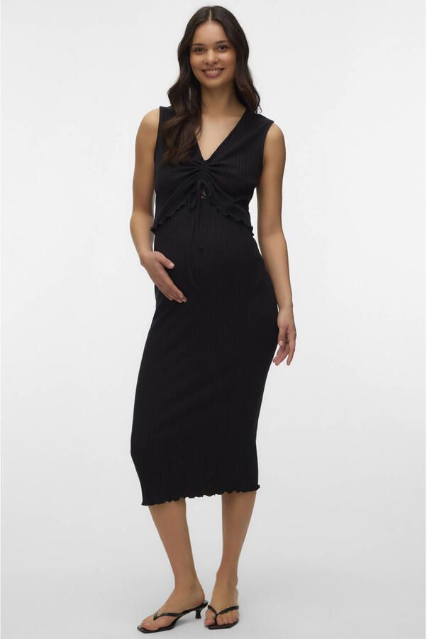 MAMALICIOUS zwangerschaps midi rok rib gebreid zwart