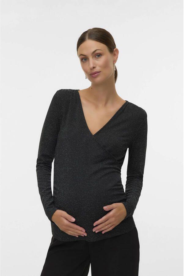 MAMALICIOUS zwangerschaps top zwart met glitter