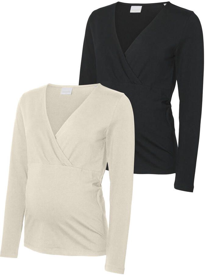 MAMALICIOUS zwangerschaps- voedings longsleeve MLKERRIE set van 2 offwhite zwart - Foto 2
