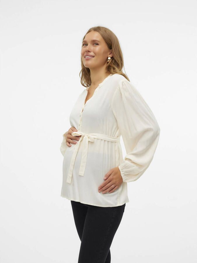 Mamalicious zwangerschapsblouse MLMERCY ecru Dames Viscose V-hals Effen XXL - Foto 3