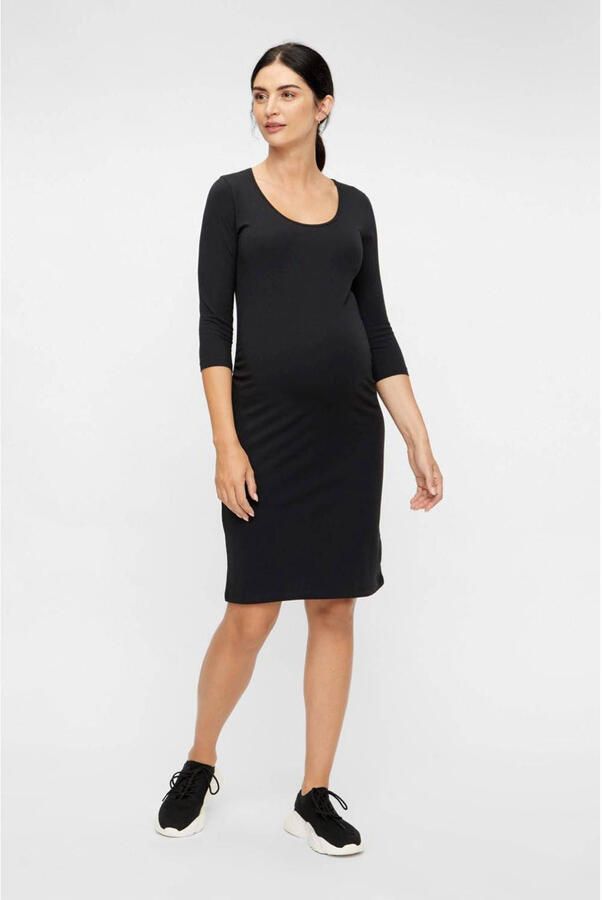 Mamalicious zwangerschapsjurk LEA met biologisch katoen zwart Effen XL